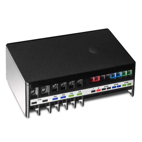 Zooz ZEN16 MultiRelay showing its three independent relay output terminals and switch input terminals